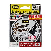 Пл.шн. Duel PE Super X-Wire 4 200m 5Color-Yellow Marking #1,5 (0,21мм) 10,0kg