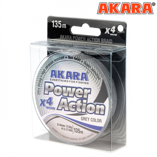 Шнур Akara Power Action X-4 Grey 135 м 0,18 фото 6