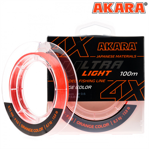 Шнур Akara Ultra Light Orange 100 м 0,10 фото 2
