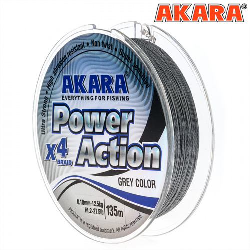 Шнур Akara Power Action X-4 Grey 135 м 0,18 фото 5