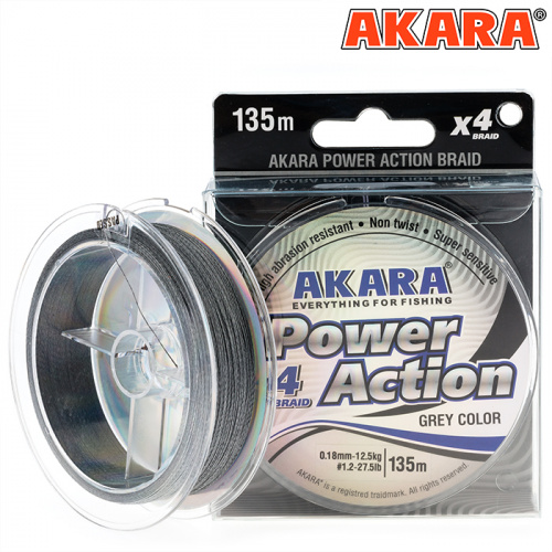 Шнур Akara Power Action X-4 Grey 135 м 0,18 фото 2