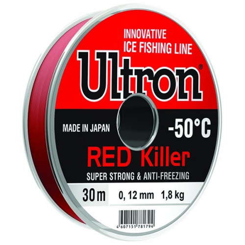 Леска ULTRON Red Killer -50, 30м, 0,15мм, 2,4кг