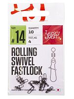 Вертлюги c застеж. LJ Pro Series ROLLING SWIVEL FASTLOCK 014 10шт.