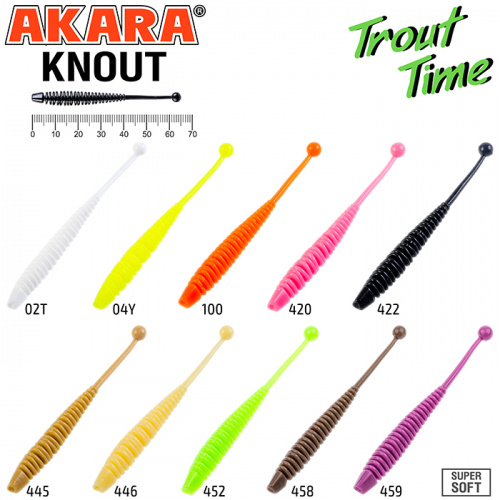 Силиконовая приманка Akara Trout Time KNOUT 2,5 Tu-Frutti 420 (10 шт.) фото 2