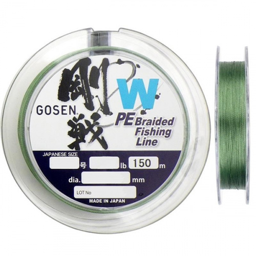 Шнур Gosen W4 braid 150м Moss Green #3 (0,296мм) 15,5кг. фото 2