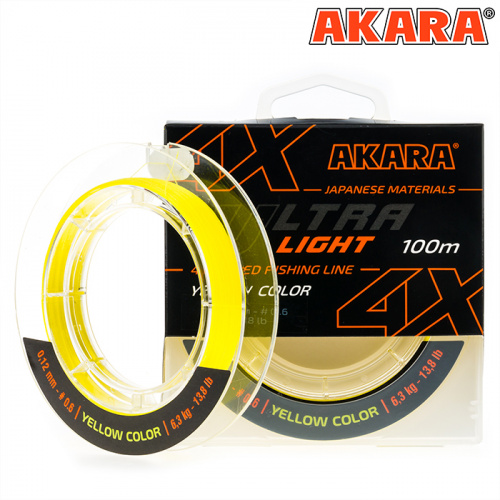Шнур Akara Ultra Light Yellow 100 м 0,06 фото 2