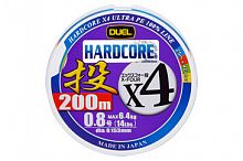 Пл.шн. Duel PE Hardcore X4 Cast 200m 4Color #1.0 (0.171мм) 8.0 кг.