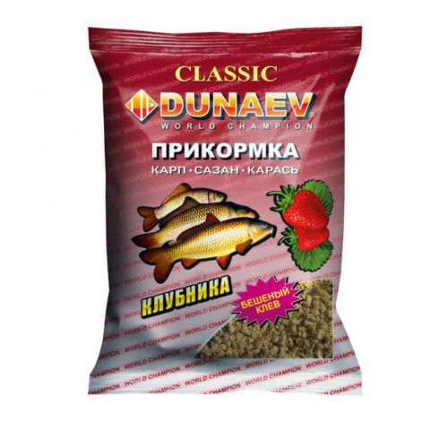Прикормка всесезонная  DUNAEV гранулы Карп Клубника  0.75 кг