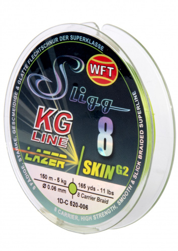 Леска плетёная WFT KG SLIGG LAZER SKIN G2 x8 Chartreuse150/006 фото 2