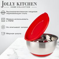 Миска Jolly Kitchen нерж.сталь 0,5 мм с пл.крышкой красная диам. 20 см