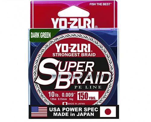 Пл.шн. Yo-Zuri PE Super Braid 150yd Dark Green 15Lbs (0.19мм)