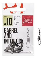 Вертлюги c застеж. LJ Pro Series BARREL AND INTERLOCK Black 010 7шт.