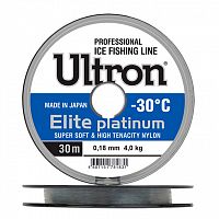 Леска ULTRON Elite Platinum 0,28 мм, 8,5 кг, 30 м, серебряная, Barrier Pack