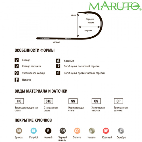 Крючки Maruto 2323 BN Feeder № 4 (10 шт.) фидерная серия фото 2