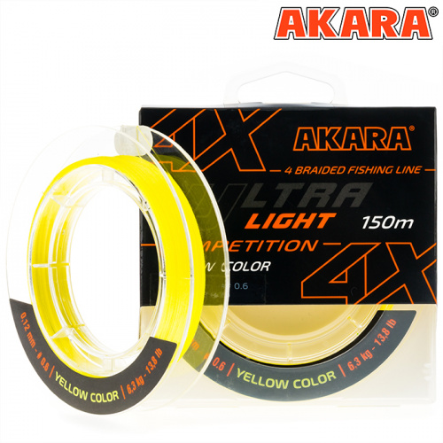Шнур Akara Ultra Light Competition Yellow 150 м 0,10 фото 2