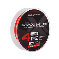 Шнур Maximus 4PE 150m, красн.-оранж./fluo #0.8 (0,148mm), 6,1kg