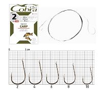 Крючки с поводком Cobra CARP 70cm, 0,20mm, разм.4, 10шт.