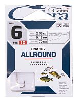 Крючки с поводком Cobra ALLROUND 70cm, 0,18mm, разм.6, 10шт.