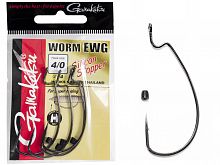 Крючки офсетные Gamakatsu Worm EWG HOOKS SIL STOPPER BLACK разм. 4/0 4шт.