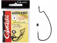 Крючки офсетные Gamakatsu Worm EWG HOOKS SIL STOPPER BLACK разм. 04 5шт.