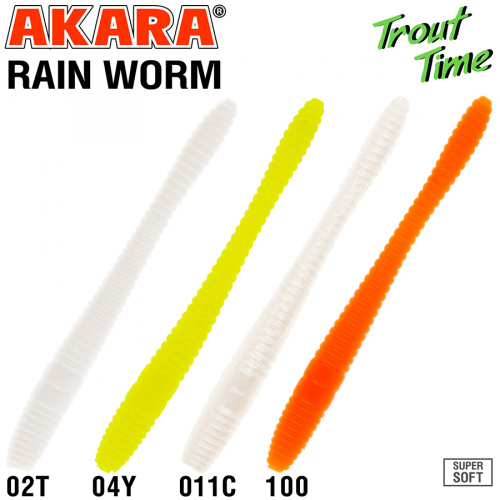 Силиконовая приманка Akara Trout Time Rain-Worm 2.5 Shrimp 02T (10 шт.)
