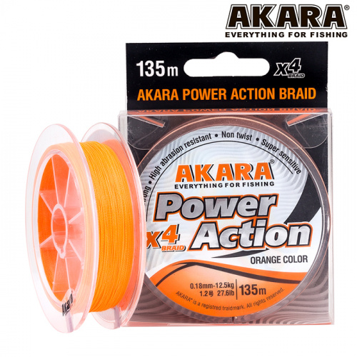 Шнур Akara Power Action X-4 Orange 135 м 0,20 фото 2