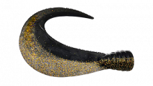 Хвост Big Sickle Tail твистерный Большой серп 12см (развернутый 16см), 20гр, двухцветный черный-золото с блестками 2шт