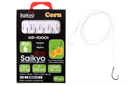 Крючки Saikyo KP-10001 Corn BN  №6 (10шт) c повод.