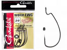 Крючки офсетные Gamakatsu Worm EWG HOOKS SIL STOPPER BLACK разм. 2/0 5шт.