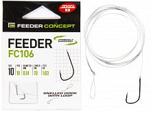 Крючки с поводком FC FEEDER сер. FC106 70см, разм.010, 0,14мм 10шт.