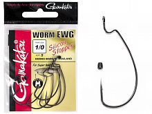 Крючки офсетные Gamakatsu Worm EWG HOOKS SIL STOPPER BLACK разм. 1/0 5шт.