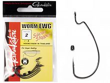 Крючки офсетные Gamakatsu Worm EWG HOOKS SIL STOPPER BLACK разм. 02 5шт.