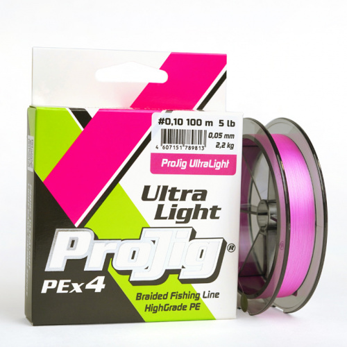 Шнур ProJig UltraLight 150м, розовый, 0,05мм, 2,2кг