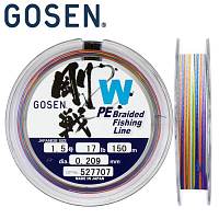 Шнур Gosen W4 braid 150м Multi Color #1.2 (0,187мм) 6,8кг.