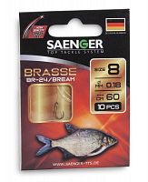Крючки с поводком Saenger ЛЕЩ/BRASSE BR-24 08-0.18мм 60см 10шт.