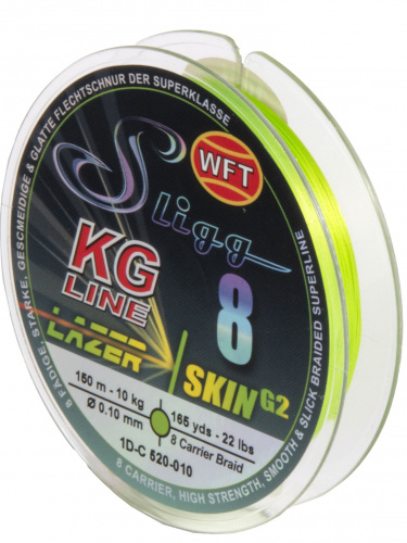 Леска плетёная WFT KG SLIGG LAZER SKIN G2 x8 Chartreuse150/010 фото 2