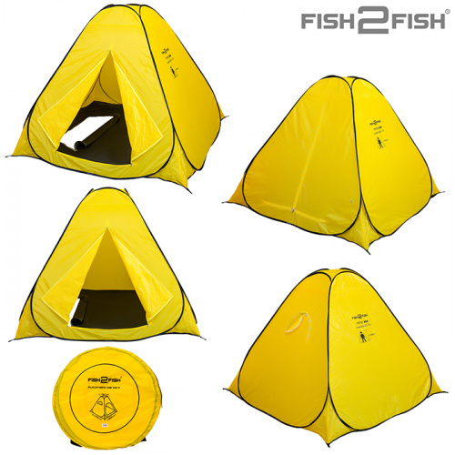Палатка зим. Fish 2 Fish автомат. 2,0х2,0х1,5 м дно на молнии желтая