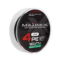 Шнур Maximus 4PE 150m, зеленый #4 (0,33mm), 18,7kg