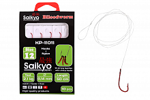 Крючки Saikyo KP-11011 Blloodworm Red  №12 (10шт) c повод.