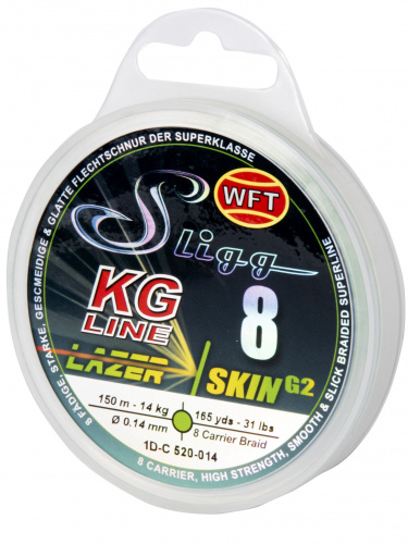 Леска плетёная WFT KG SLIGG LAZER SKIN G2 x8 Chartreuse150/014